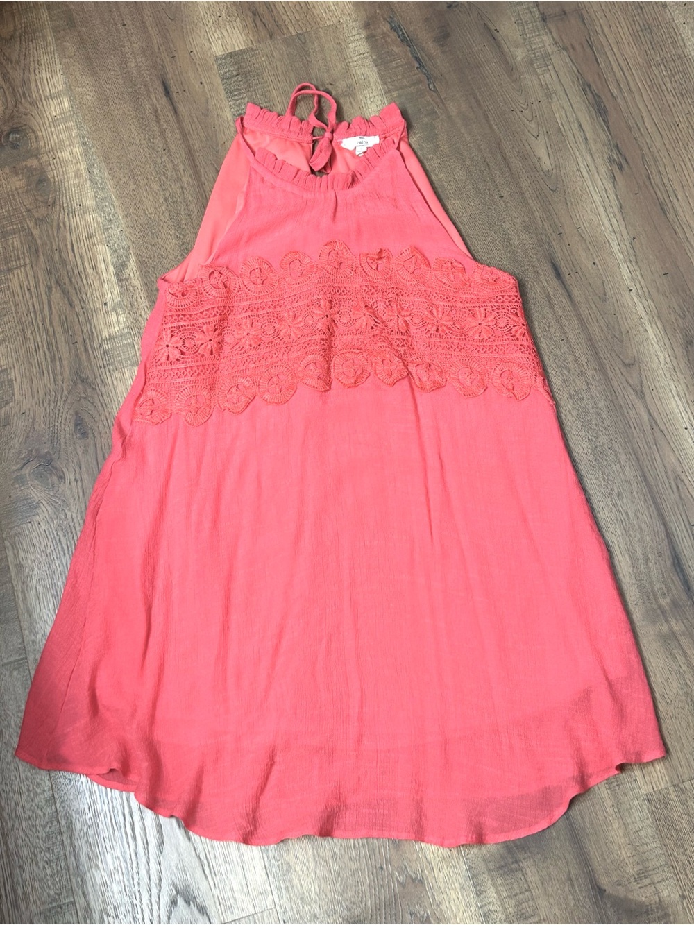 entro Coral Halter Swim with Lace Panel